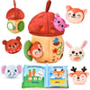8-in-1 Montessori Toys for 1 Year Old & 6-12 Months Babies - Sensory Developmental Playset with Acorn House, Plush Animals & Clo
