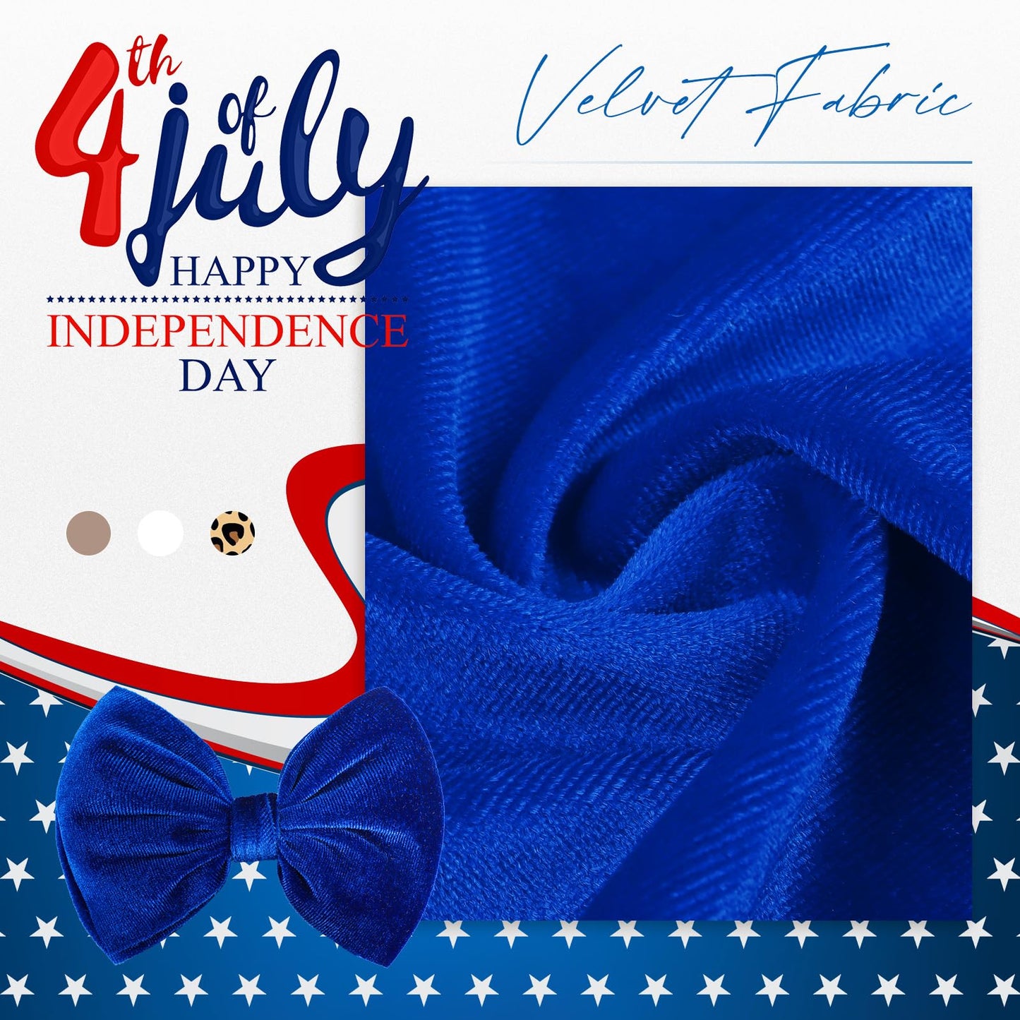 Yanjie Hairband, 4Th Of July Baby Girl Bows Headband, Premium Soft Velvet & Nylon Fabric In Red, White, Blue, Handmade, One Size