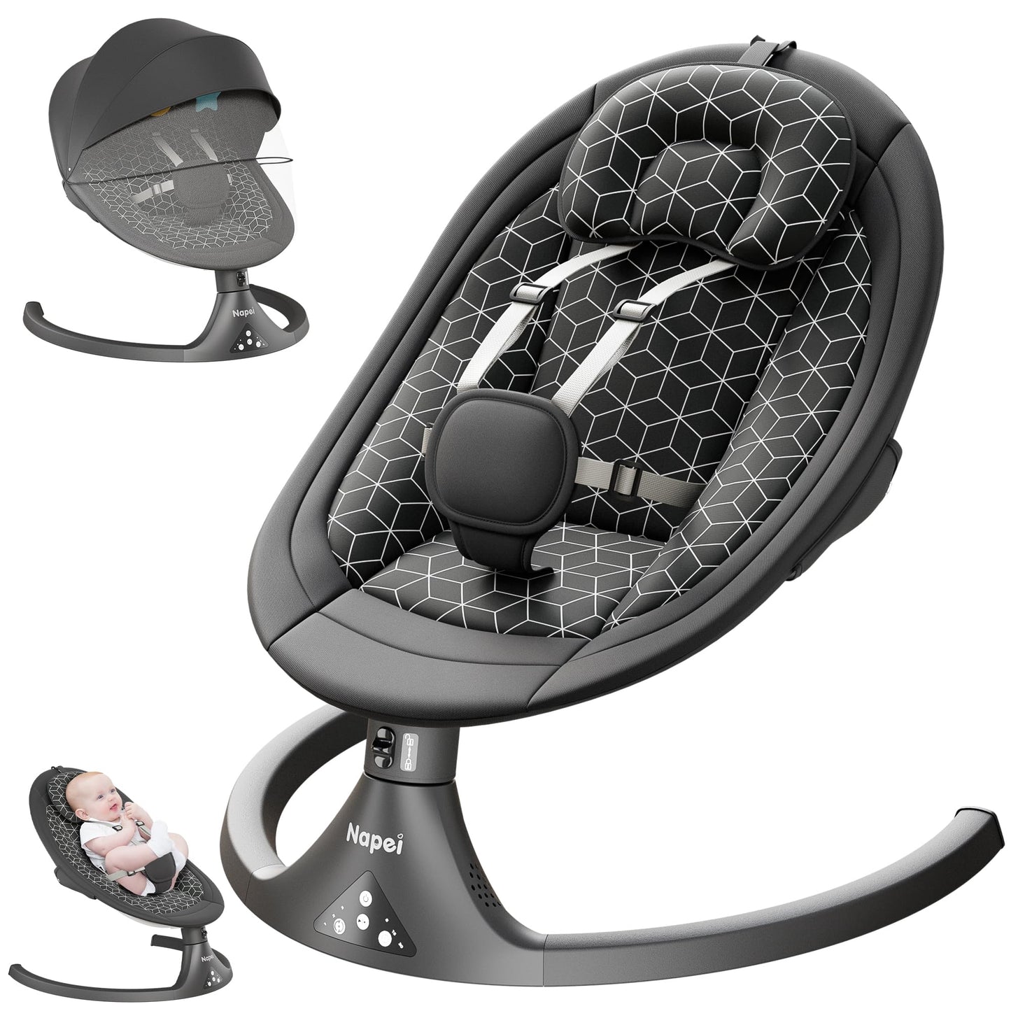 Baby Swings for Infants to Toddler, Electric Baby Swing and Infant Swings for Newborn, 10 Music with Remote Control and Bluetoot