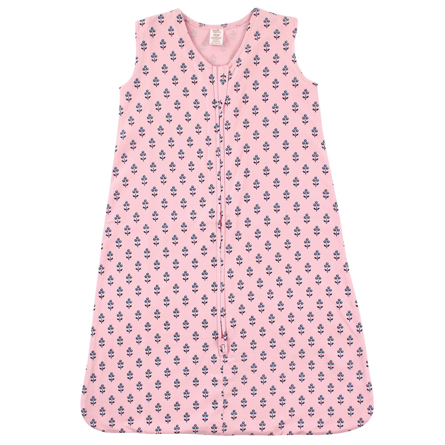 Touched by Nature Unisex Baby Organic Cotton Sleeveless Wearable Sleeping Bag, Sack, Blanket, Tiny Flower, 6-12 Months