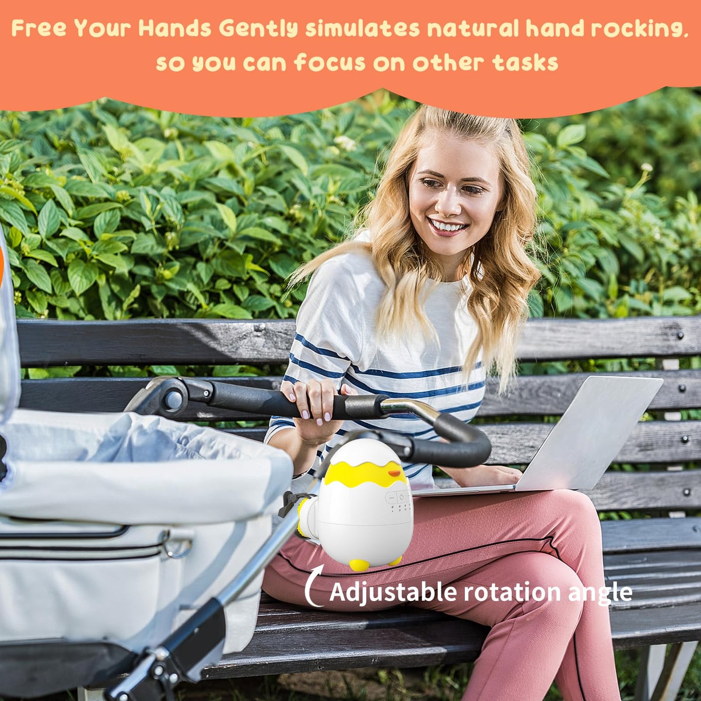 Rechargeable Baby Rocker & Soother - Portable With 5 Vibration Intensities And 4 Timing Modes, Perfect For Strollers, Cribs & Ne