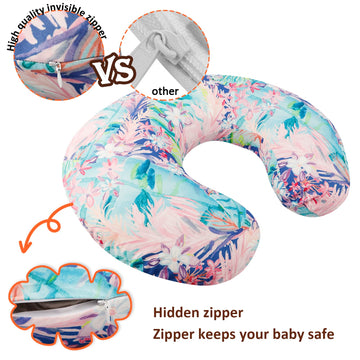 Swesen 2 Pack Nursing Pillow Cover For Baby Girls, Breastfeeding Pillow Slipcover, Soft Stretchy Snug Fits On Infant Nursing Pil