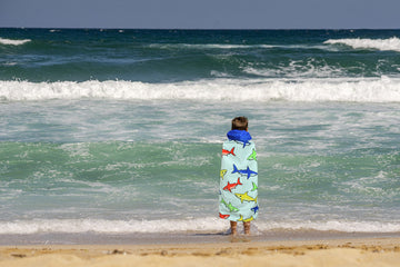 Dashn Products Hooded Bath Beach Towel For Kids - Shark - Large 50'X30' Inch Cotton Soft Absorbent With Hood For Toddler, Boys