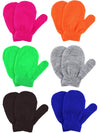 Boao 6 Pairs Toddler Mittens Kids Winter Knit Gloves Stretch Mittens for kids Toddler Boys Girls(Black, Gray, Rosy, Orange, Gree