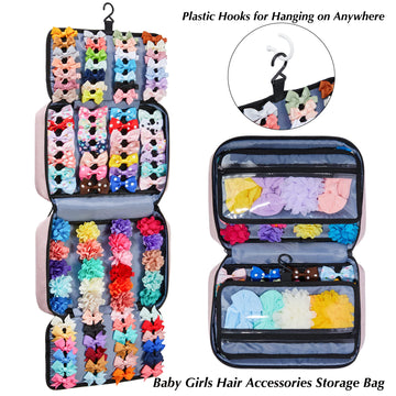 Huhynn Hair Accessories Organizer For Girls, Hair Accessories Storage Bag, Hair Bow Storage Organaizer For Girls With Multi-Comp