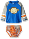 Kiko & Max Boys' Rashguard And Diaper Cover Swim Set, Blue Monkey, M