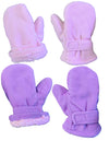 N'Ice Caps Baby Toddler Mittens Kids 2 Pairs Fleece Gloves Winter Warm Sherpa Lined (Pink/Light Purple Pack, 2-3 Years)
