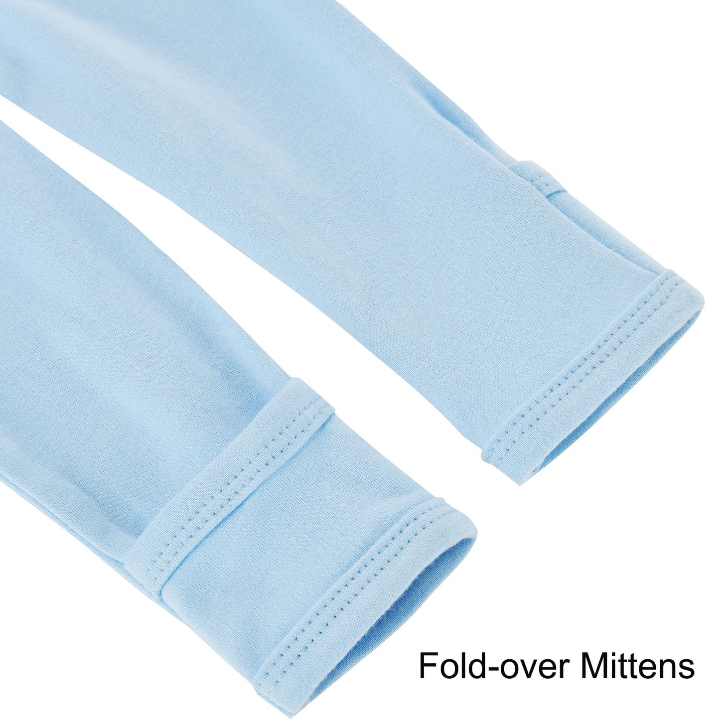 Aablexema Baby Footie Pajamas With Mittens - 3Pcs Infant Footed Sleeper Cotton Sleepwear Outfits(Blue/Grey/Stripe,0-3M)