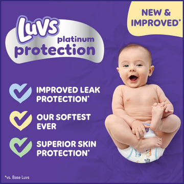 Luvs Diapers - Size 6, 144 Count, Bluey Platinum Protection Baby Diaper