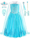 Aoiviss Princess Dress For Girls Blue Sequin Princess Dress Up Costume For Halloween Birthday Cosplay Fancy Party, 7/150