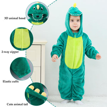 Tonwhar Baby Boy'S Girl'S Animal Bodysuit Infant And Toddler'S Romper Jumpsuit Halloween Costume Partywear(4-5T,Lake Green Dino)