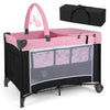 HONEY JOY Pack and Play, 4 in 1 Folding Infant Playpen with Bassinet, Quickly Assembled, Breathable Mesh Fabric, Carry Bag, Diap