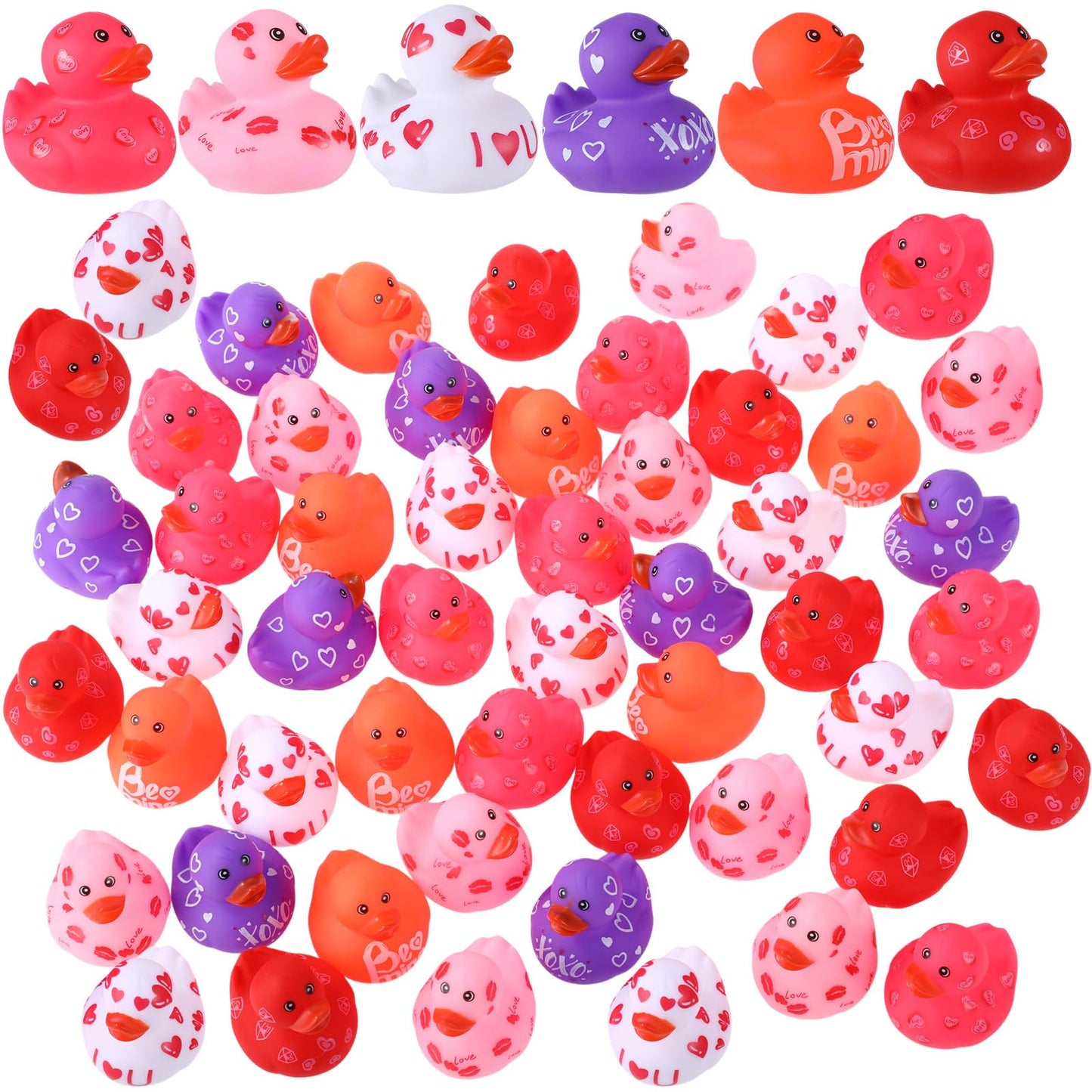 Jerify 12 Pcs 2 Inch Valentine s Day Rubber Duckies Bulk Mini Heart Rubber Ducks for Kids Bathtub Toys Classroom Prizes Birthda