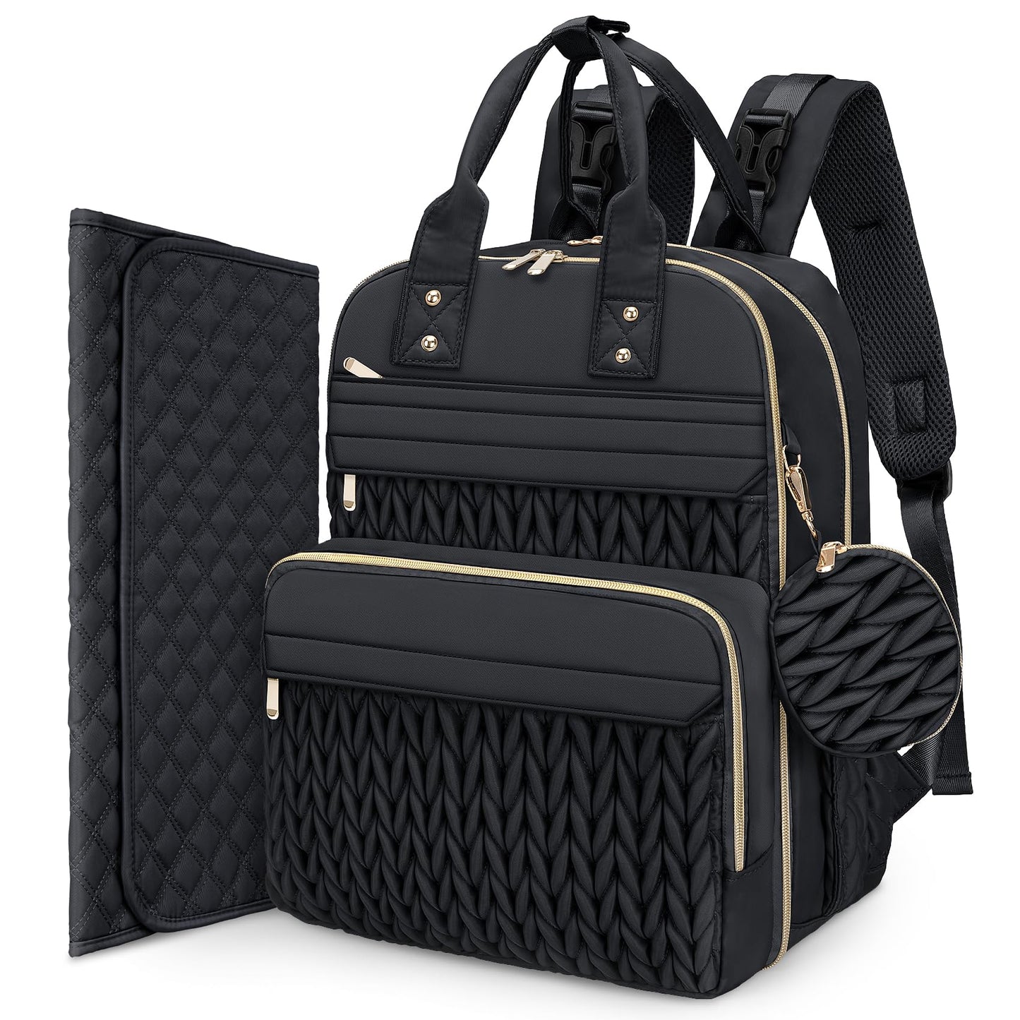 CandyHome Diaper Bag Backpack, Waterproof Stylish Baby Bag with Changing Pad, Large Capacity Travel Essentials Baby Diaper Bag w