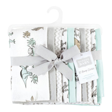 Hudson Baby Unisex Baby Cotton Flannel Burp Cloths 10-Pack, Neutral Dino World, One Size