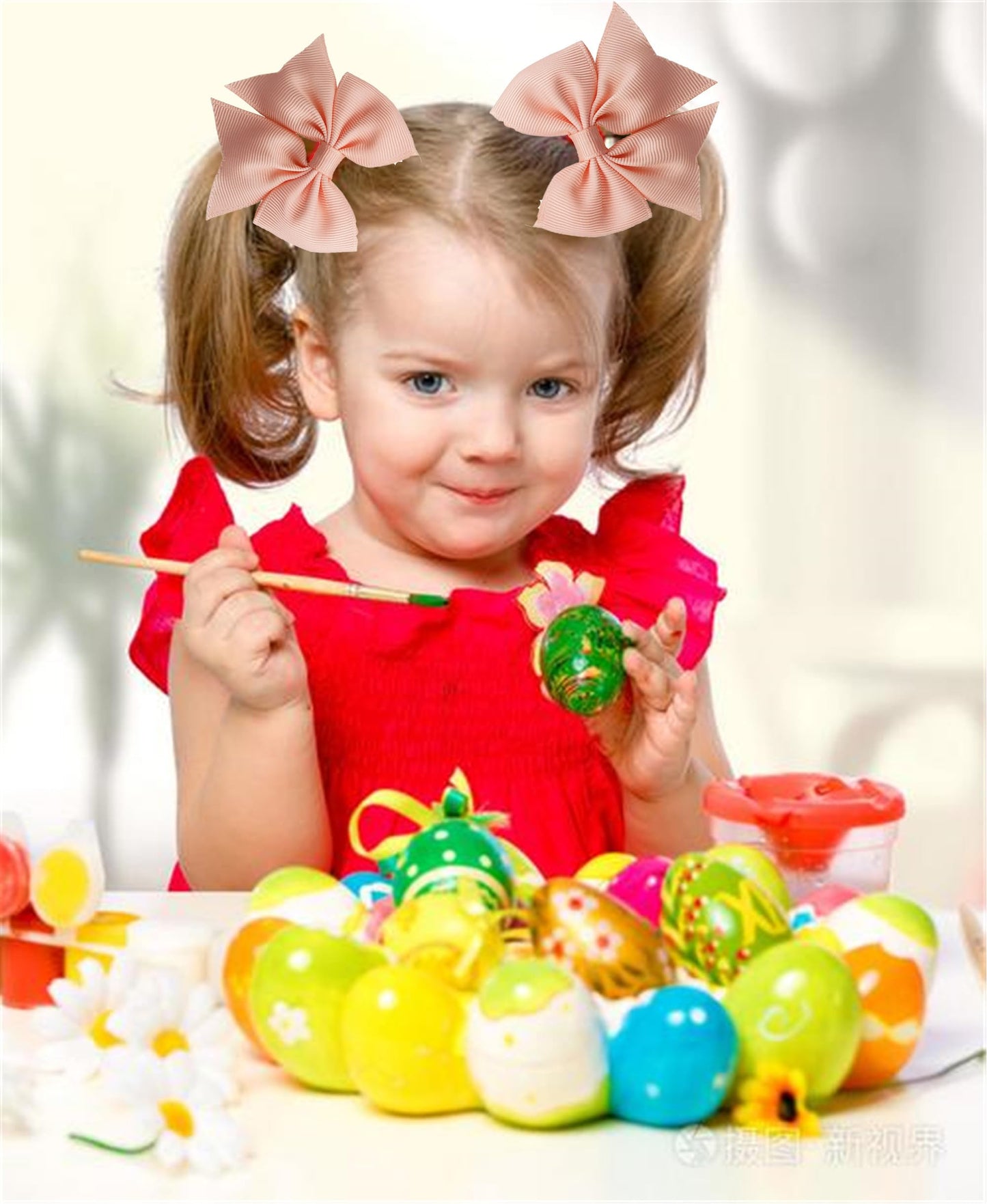 Lddcx Hair Tie, Baby Girls' Hair Ties With Bows For Toddler Ponytail Holders, Small Hair Ties, Peach, 2Pcs