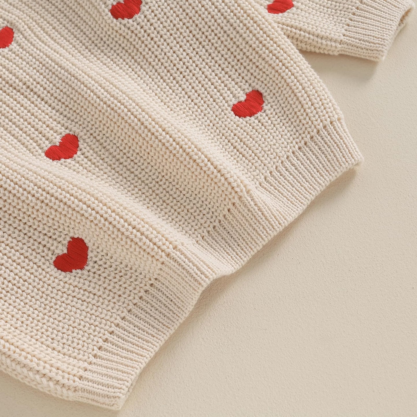 Baby Girl Valentines Day Outfit Love Heart Sweet Long Sleeve Sweater Tshirt Crewneck Tops Fall Winter Clothes (A-Khaki, 6-9 Mont
