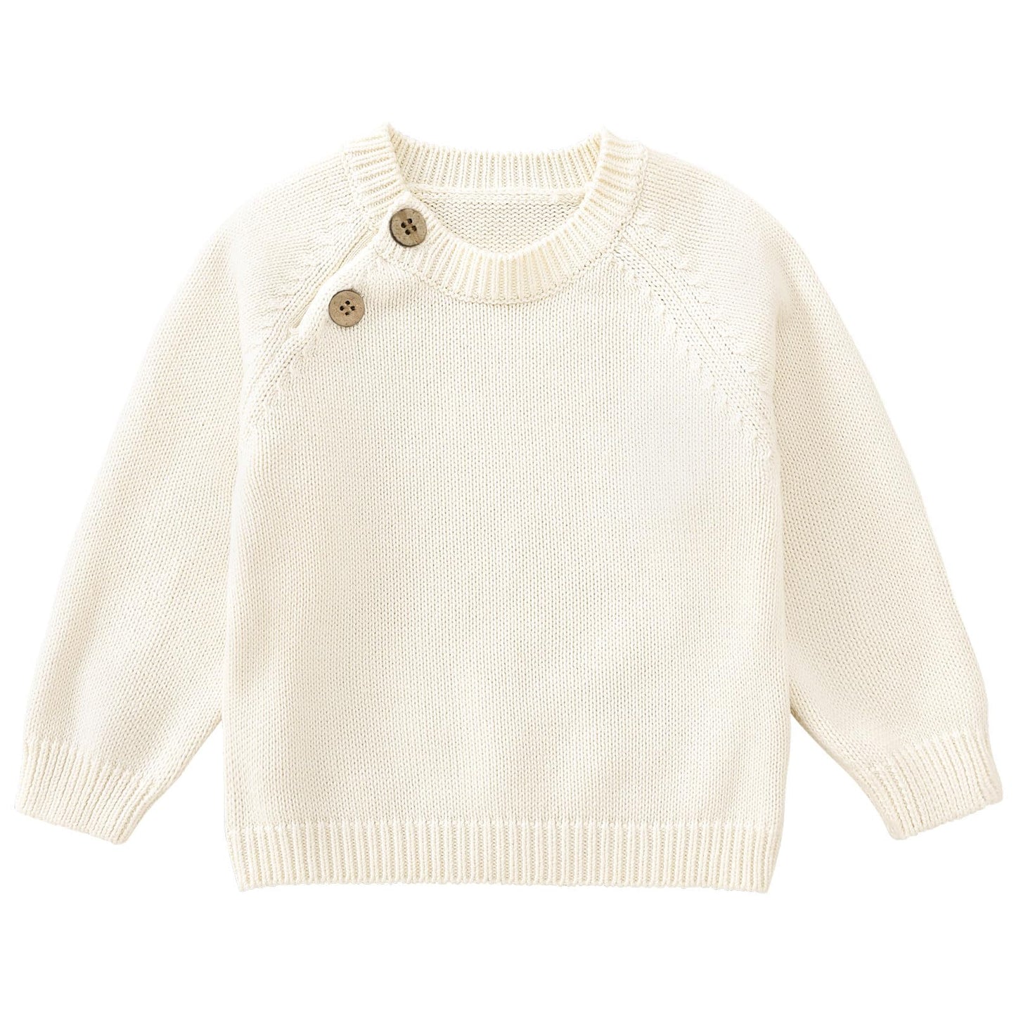 Pureborn Baby Toddler Boys Girls Pullover Sweater Cotton Knit Warm Crewneck Long Sleeve Tops Cream White 18-24 Months