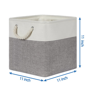 Temary Fabric Storage Baskets For Organizing, Grey Basket For Shelves, Collapsible Baskets With Handles For Shelves, Nursery, Cl