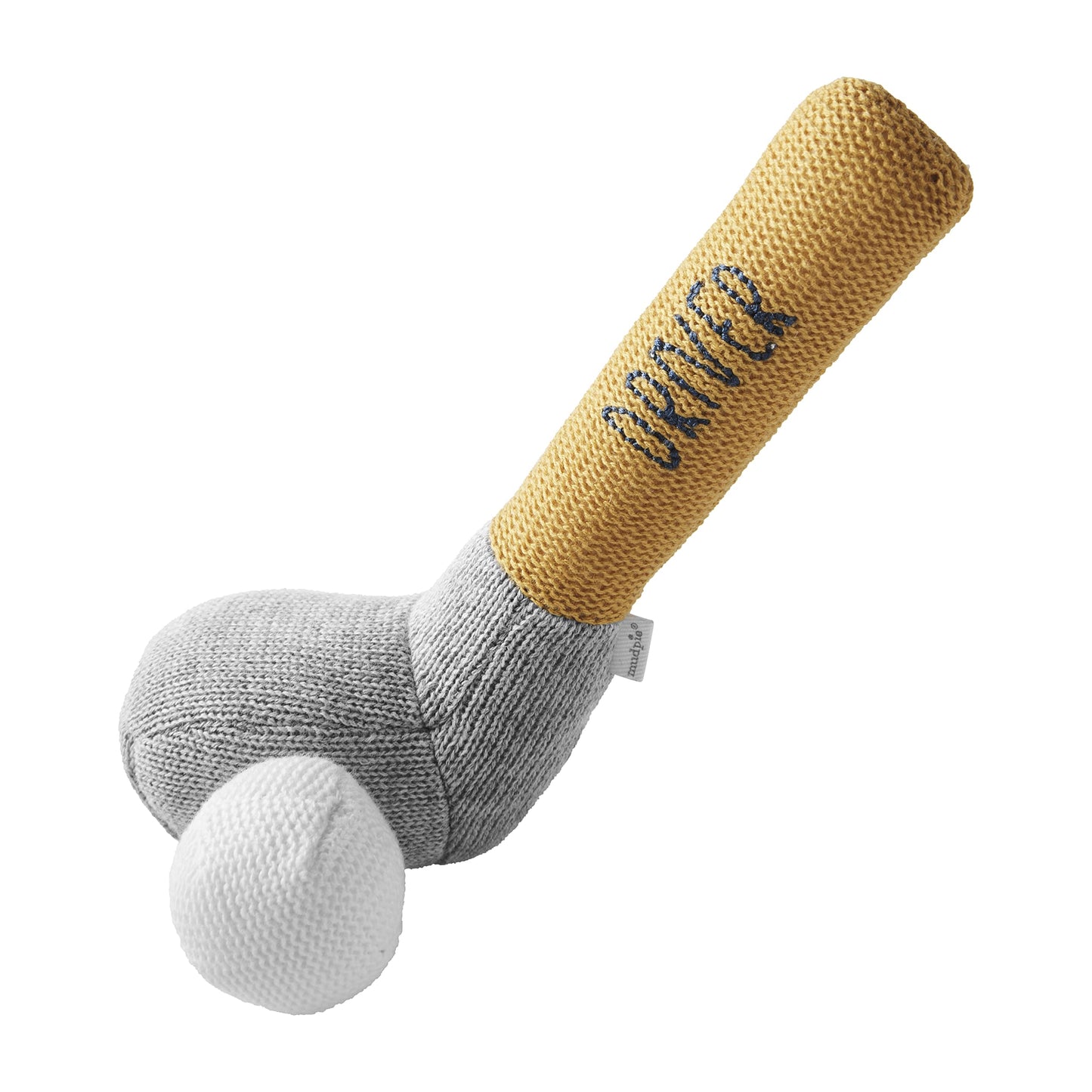 Mud Pie Yellow Golf Club Knit Rattle, Soft Baby Rattle Toy with Attached Golf Ball