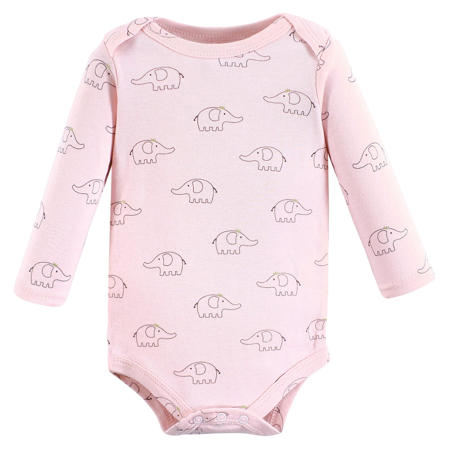 Hudson Baby Unisex Baby Cotton Long-Sleeve Bodysuits Pink Gray Elephant 3-Pack, 9-12 Months