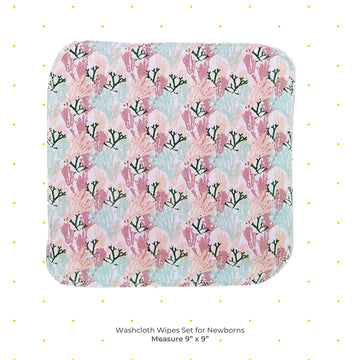 Spasilk Washcloth Wipes Set For Newborn Boys And Girls, Soft Terry Washcloth Set, Pack Of 20, Pink Coral