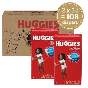 Huggies Size 6 Diapers, Little Snugglers Baby Diapers, Size 6 (35+ Lbs), 108 Count (2 Packs Of 54), Packaging May Vary