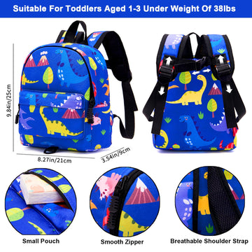 Accmor Toddler Harness Backpack Leash, Baby Dinosaur Backpacks With Anti Lost Wrist Link, Cute Mini Child Harnesses Leashes For
