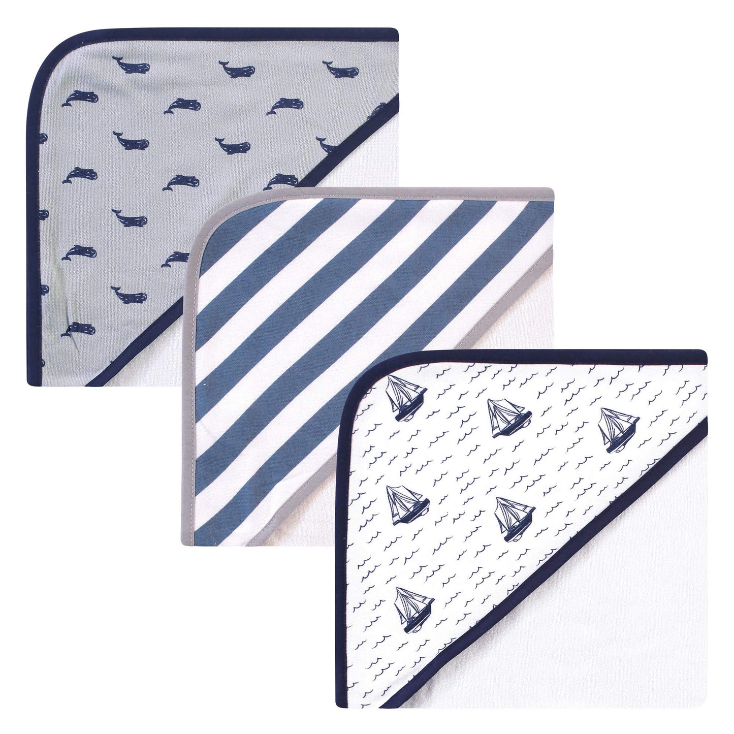 Hudson Baby Unisex Baby Cotton Rich Hooded Towels, Sailboat, One Size
