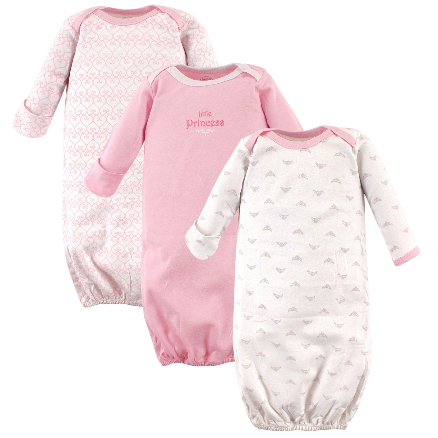Luvable Friends Unisex Baby Cotton Gowns, Tiara, Preemie-Newborn