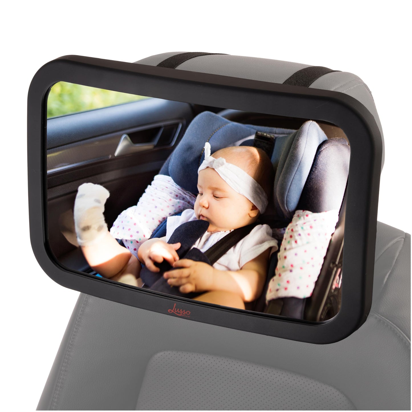 Lusso Gear Baby Backseat Mirror For Car. Largest And Most Stable Mirror With Premium Matte Finish, Crystal Clear View Of Infant
