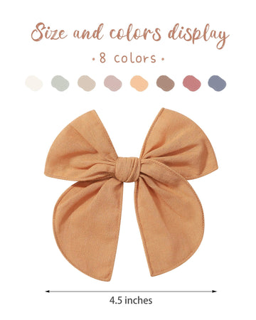 Doboi 8Pcs Baby Girls Hair Clips Fable Hair Bows Cotton Linen Bows For Girls Hair Accessories For Baby Toddlers Kids (Includes B