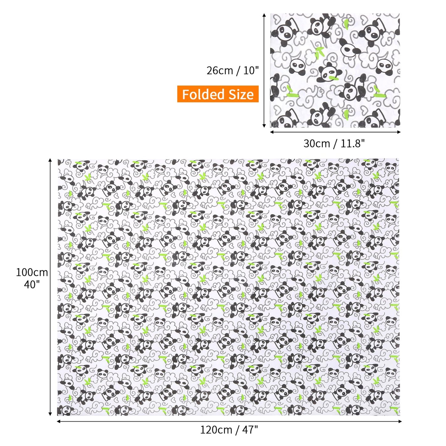 Chicmoments Toddlers 40 * 47 Inch Disposable Splat Mats, Panda Print Splash Mats For Under Highchair, 20 Sheets Waterproof & Lea