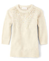 The Children'S Place,Baby-Girls,And Toddler Long Sleeve Sweater Dress,Beaded White Daisy,6 Months,9 Months