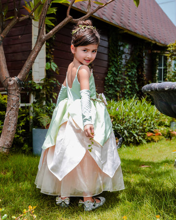Tyhtym Princess Costumes Little Girls Dress Up Fancy Halloween Christmas Party (Tiana, 10-11T)