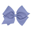 Wee Ones Girls' Classic Grosgrain Hair Bow With Plain Wrap Center On A Weestay Hair Clip, Handmade, Mini King Sized Bow, Blue Bi