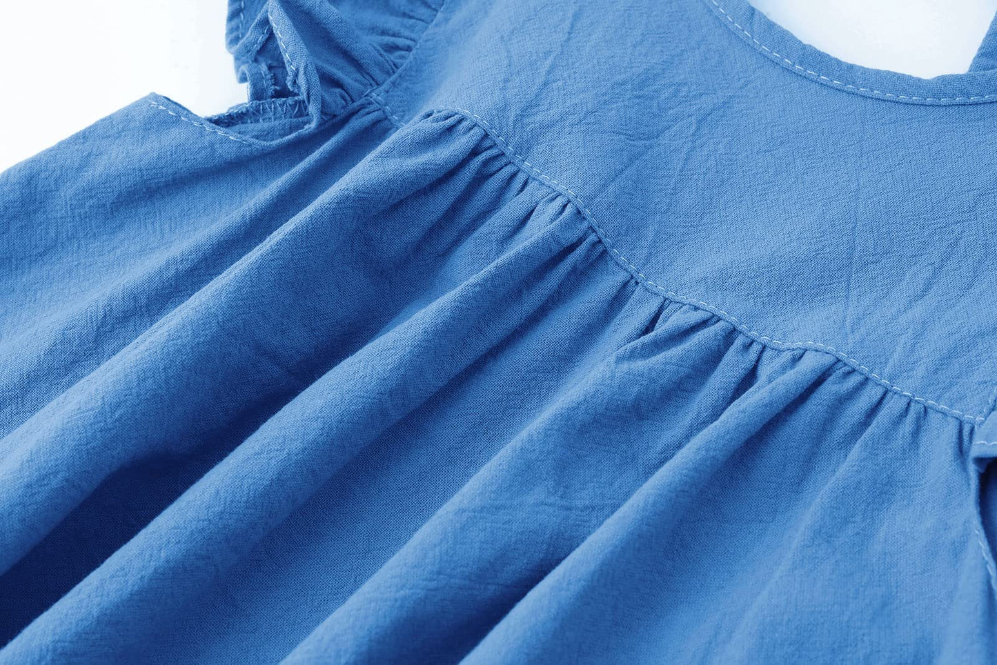Lyxiof Toddler Baby Girl Cotton Linen Dress Ruffle Sleeve Halter Sleeveless Kids Casual Dresses Royal Blue 130Cm