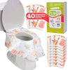 Potty Shields Toilet Seat Covers Disposable (40 Pk, Dinosaurs) - Xl Waterproof Toilet Cover For Toddlers, Kids & Adults - Portab