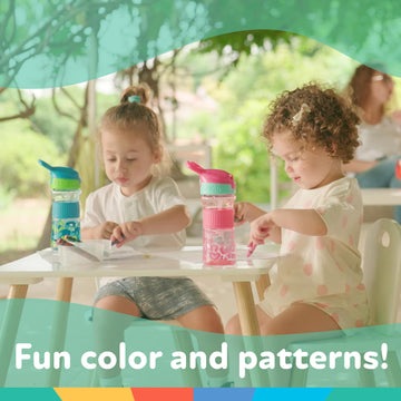 Nuby Thirsty Kids No Spill Flip-It Reflex Travel Cup With Soft Silicone Spout, 12 Oz, Pink Leopard