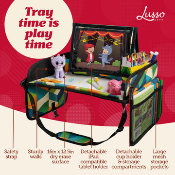 Lusso Gear Kids Travel Tray For Toddler & Kids Car Seat, Lap Tray For Airplane, Kids Travel Desk Essential Accessories, Table Tr