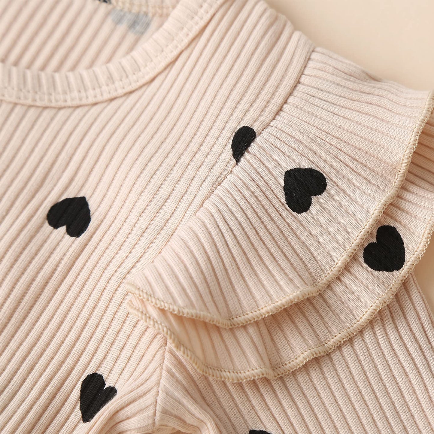 Fullfamous Infant Baby Girl Clothes Outfits,Fall Winter Romper Christmas Clothing Set 9-12 Months Ecru Heart