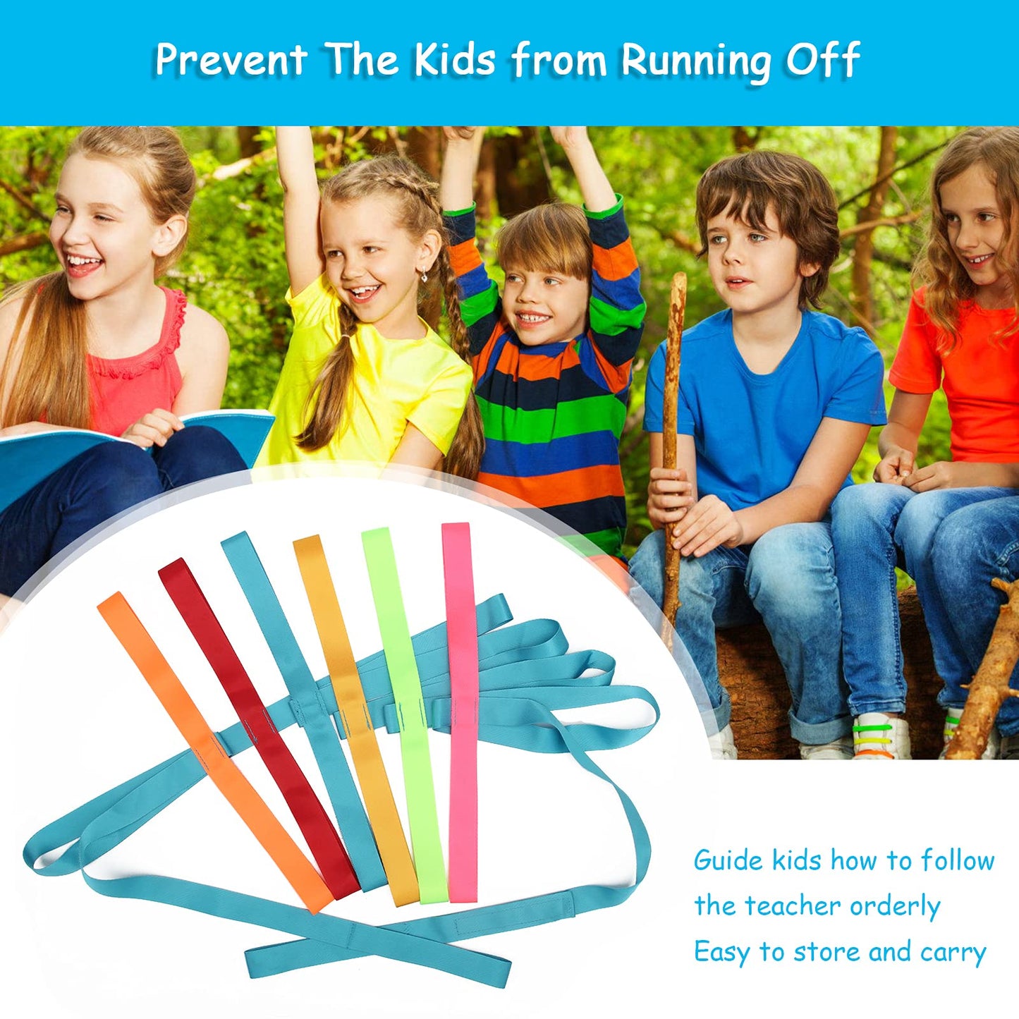 Winspeed Preschool Walking Rope For Daycare, Walking Rope For Student Safety Line Rope For Walking, Colorful Hands Walking Rope