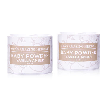 Ora'S Amazing Herbal, Talc Free Baby Powder, Cornstarch Free Clay Based Powder, Real Vanilla Amber Natural Scent, (Pack Of 2 Tra