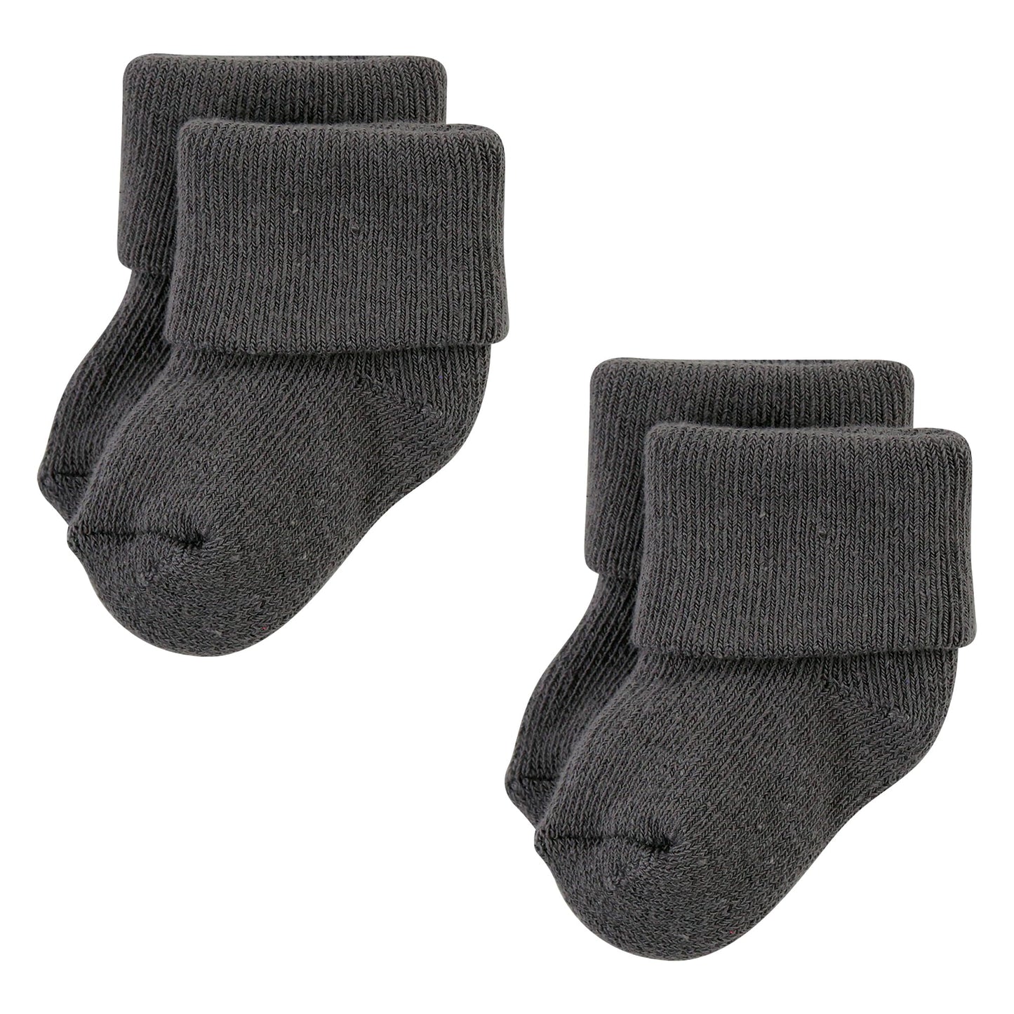 Hudson Baby Unisex Baby Cotton Rich Newborn And Terry Socks, Solid Gray White, 6-12 Months