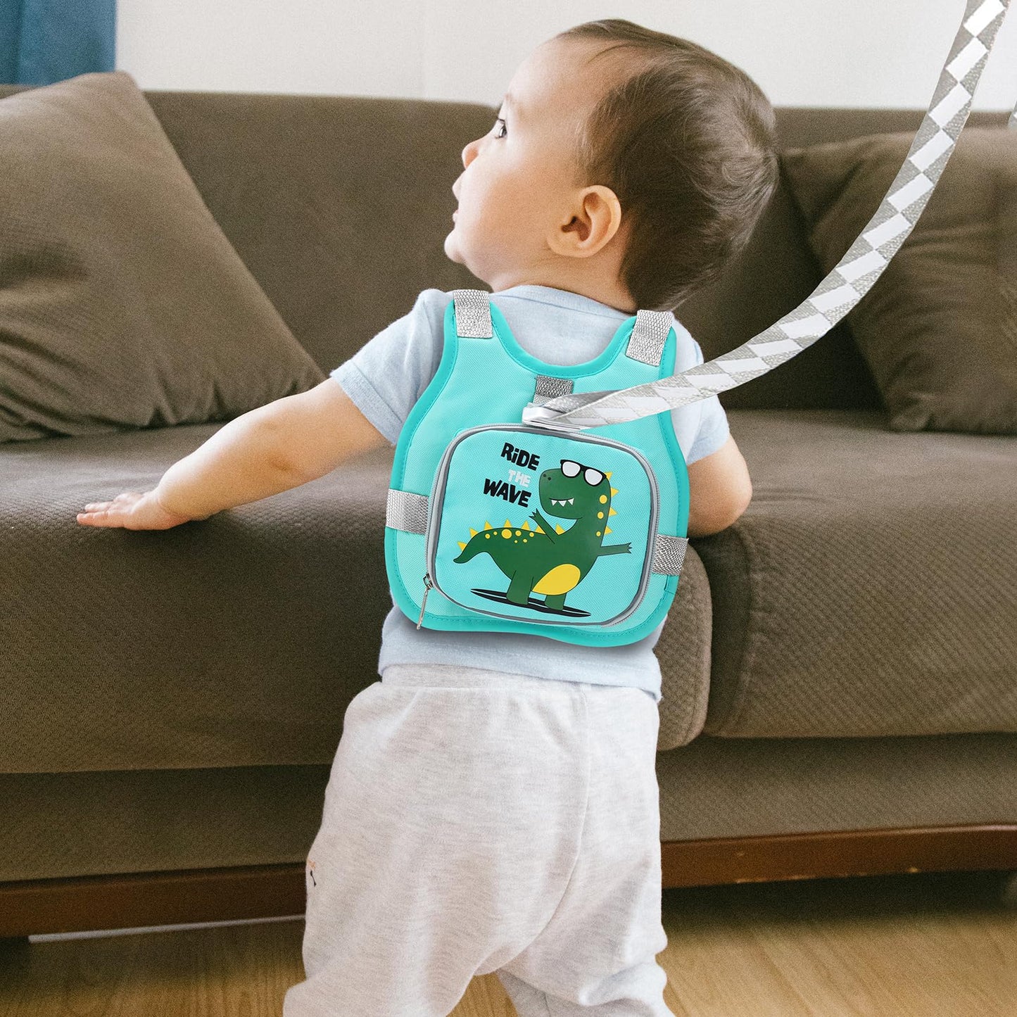 Accmor Toddler Harness Leash+ Anti Lost Wrist Link, Cute Dinosaur Kids Harness With Leash, Collapsible Child Leash Baby Walking