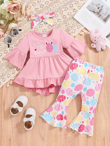 Doresbebe Easter Outfit For Kids Girl Easter Photograph Stuff Bell Bottom Jumpsuit Little Girl Overalls Clothing Easter Bunny Ou
