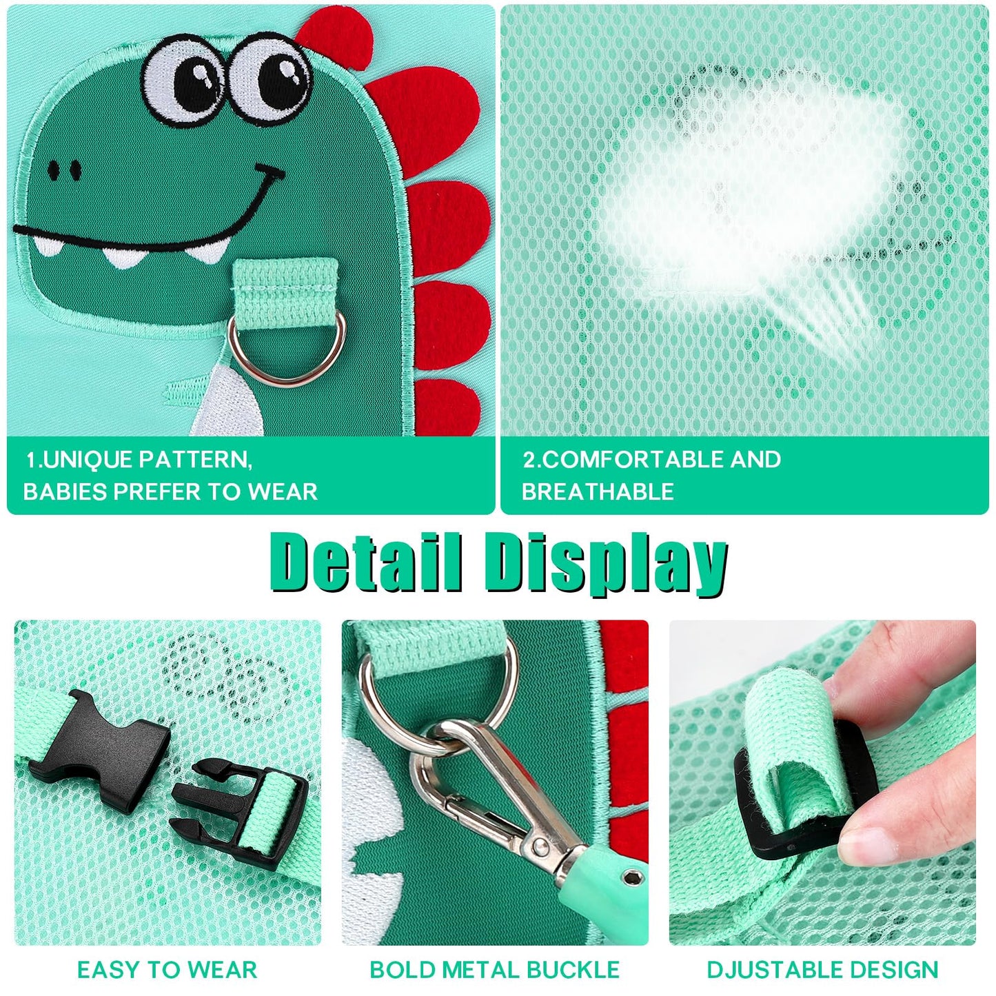 Toddler Leash-Baby Walking Safty Harness And Child Anti Lost Wrist Link For Girls/Boys Travel (Green)