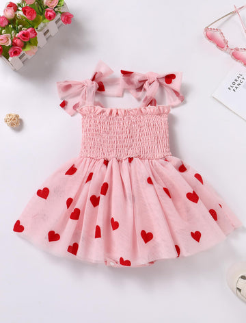 Imekis First Valentines Day Baby Girl Outfit: Toddler Valentines Day Dress Romper Headband Infant Cupid Photoshoot Newborn Tulle