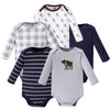 Hudson Baby Unisex Baby Cotton Long-Sleeve Bodysuits, Gray Moose, 6-9 Months