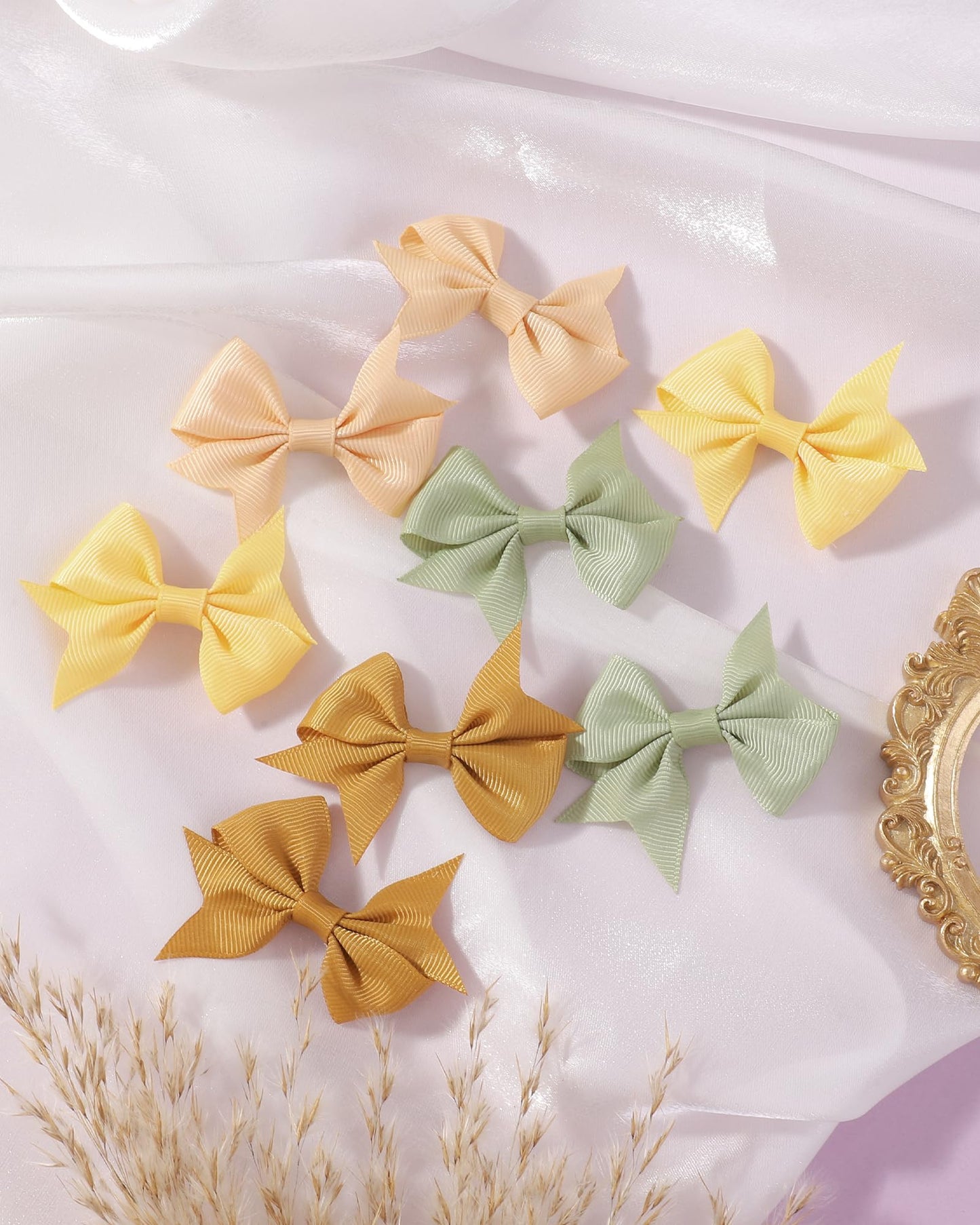 Doboi 50Pcs 2.5 ' ' Baby Hair Clips Small Bows Fully Lined Grosgrain Boutique Solid Ribbon Small Bows For Girls Teens Infants Ki